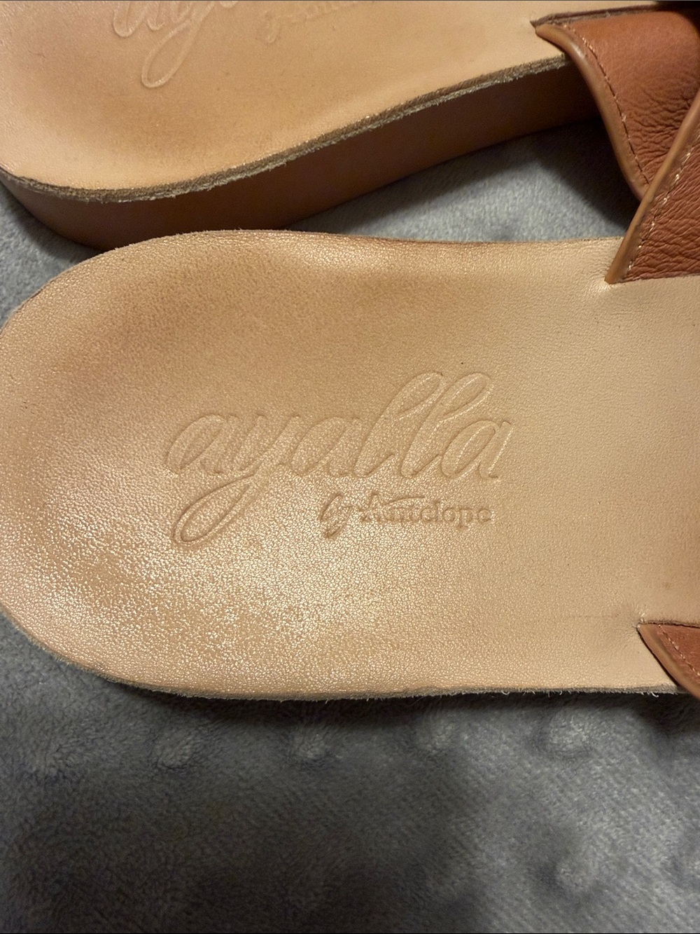 Ayalla by Antelope Beige Leather Slide Sandals - Women's Slip-On Comfort - Picture 2 of 4